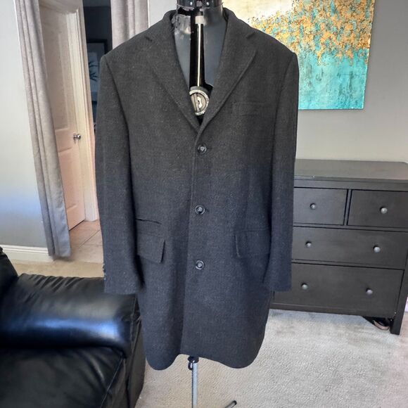 Calvin Klein Men’s 46R Charcoal Gray Wool-Blend Overcoat Classic - Picture 4 of 15